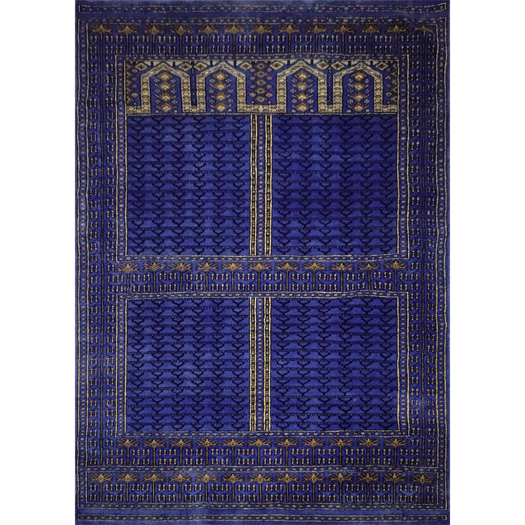 5ft×7ft Purple Hand Knotted Parda Carpet Wool - Which Mark