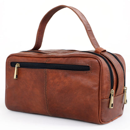 Leather Unisex Toiletry Bag Travel Dopp Kit Cosmetic Organizer