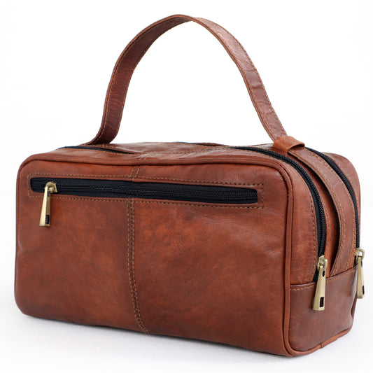 Leather Unisex Toiletry Bag Travel Dopp Kit Cosmetic Organizer