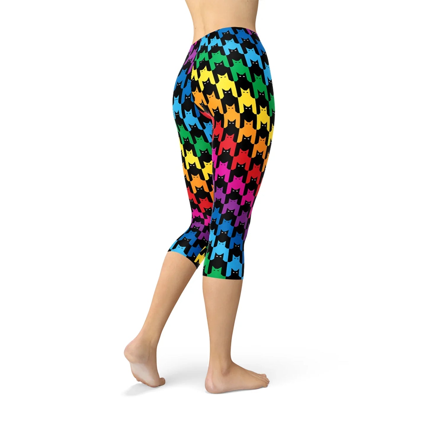 Womens Cat Houndstooth Capri Leggings - Which Mark