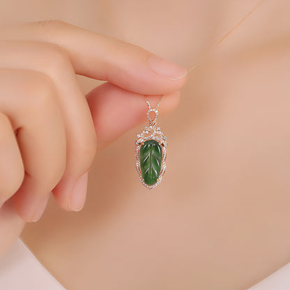 18K Gold Inlaid Emerald Necklace with Diamond Details - Which Mark