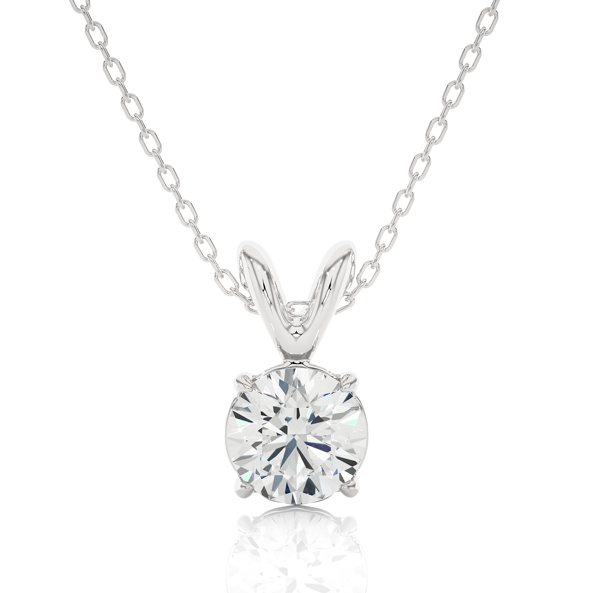 White Gold Moissanite Round Shape Pendant – OF0002 - Which Mark