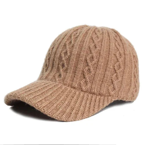 Knitting Wool Baseball Cap Korean Warm Solid Color Light Plate Peaked - Which Mark