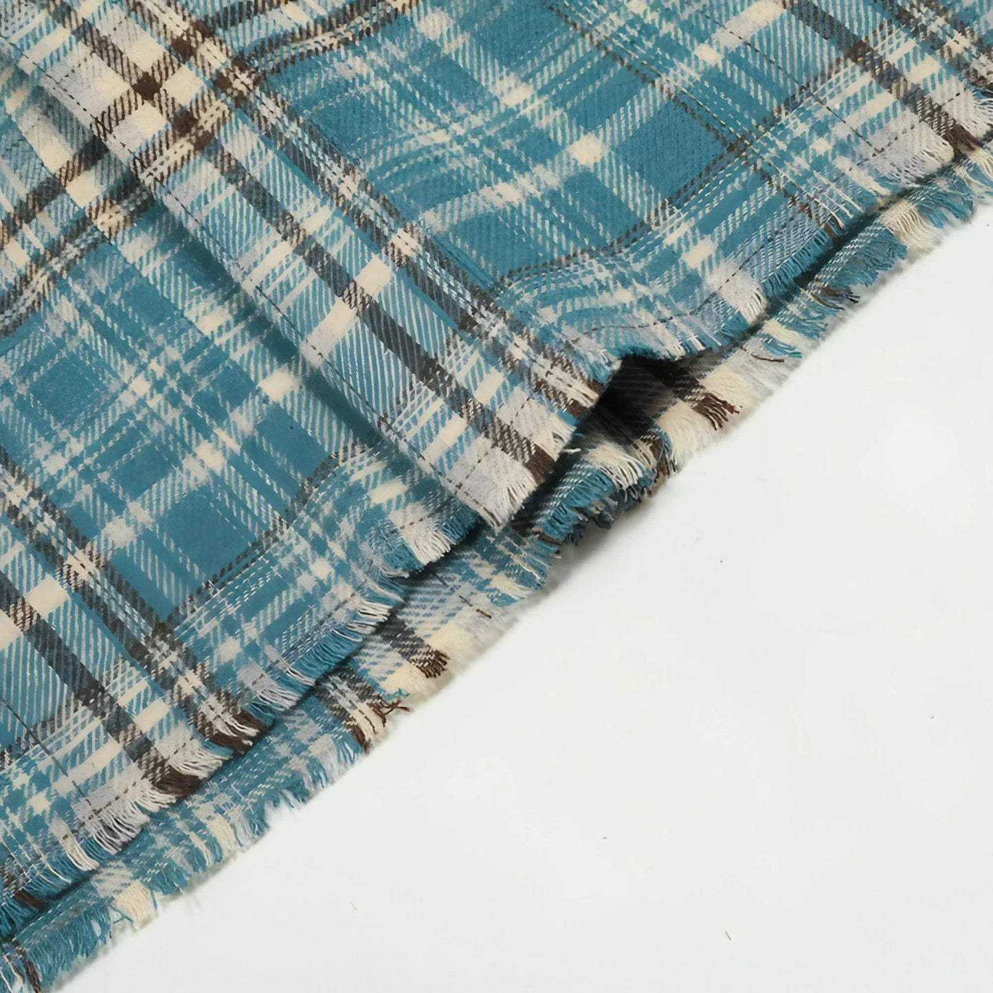 Plaid Long Sleeve DressShirt Casual Polo Collar Raw Edge Men - Which Mark