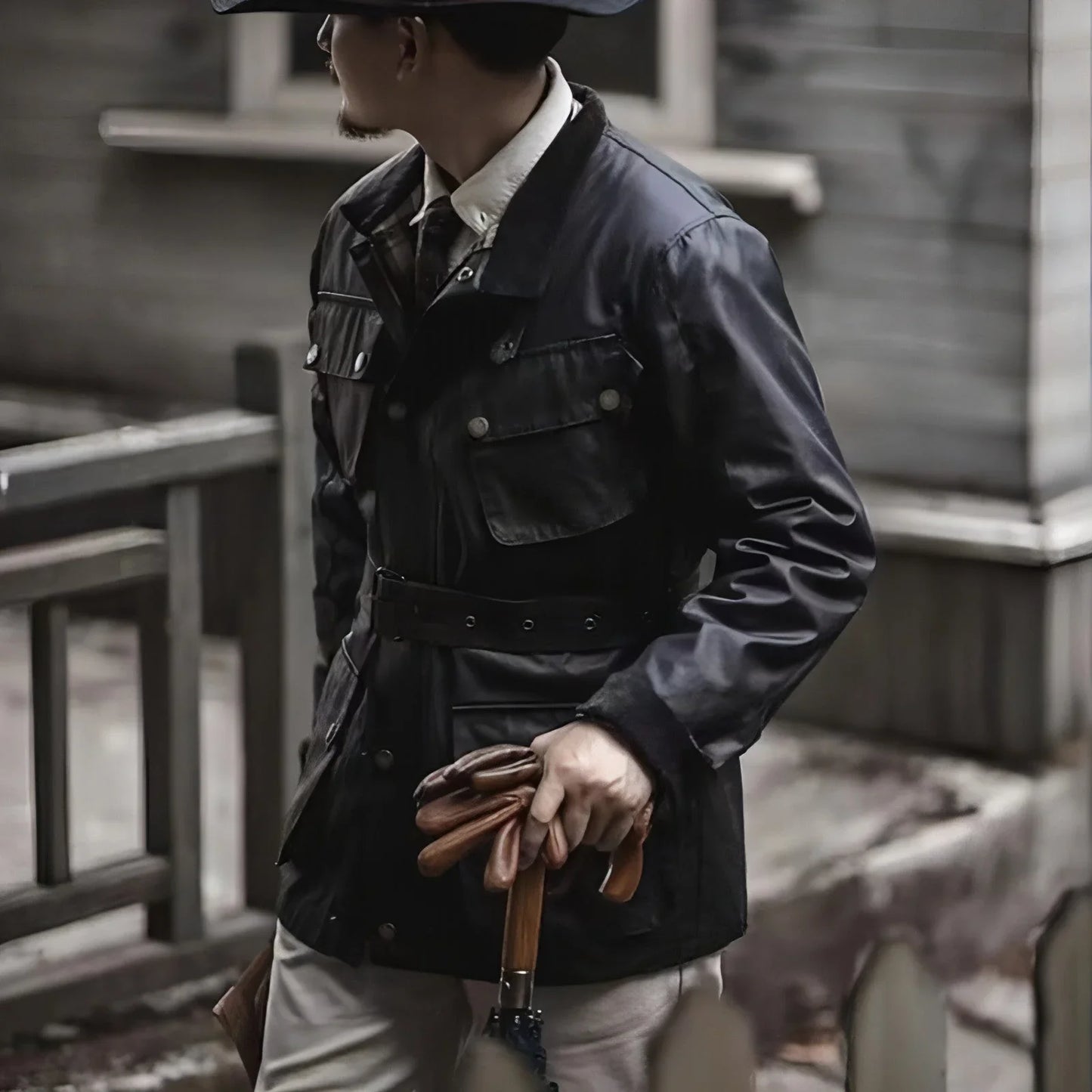 Oil Wax Jacket Trench Retro Biker's Waterproof Coat For Men - Which Mark