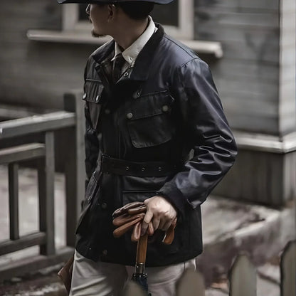 Oil Wax Jacket Trench Retro Biker's Waterproof Coat For Men - Which Mark
