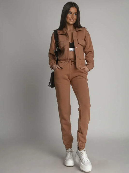 Warm women's set katana sweatpants beige FI760 - Which Mark