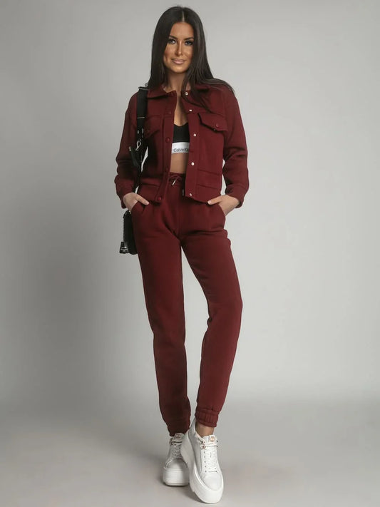 Warm women's set katana sweatpants burgundy FI760 - Which Mark
