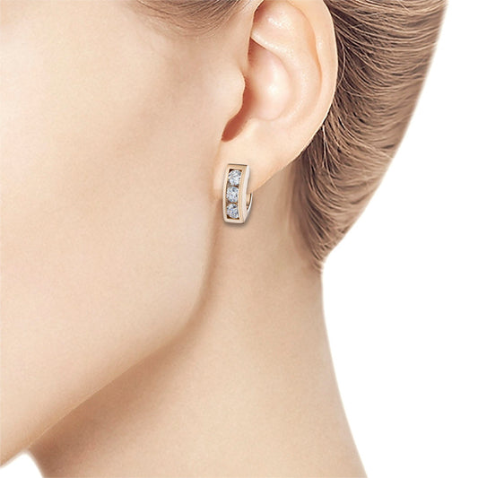 14K Rose Gold Earrings with 6 Round-Cut Lab-Created Diamonds 0.917 - Which Mark