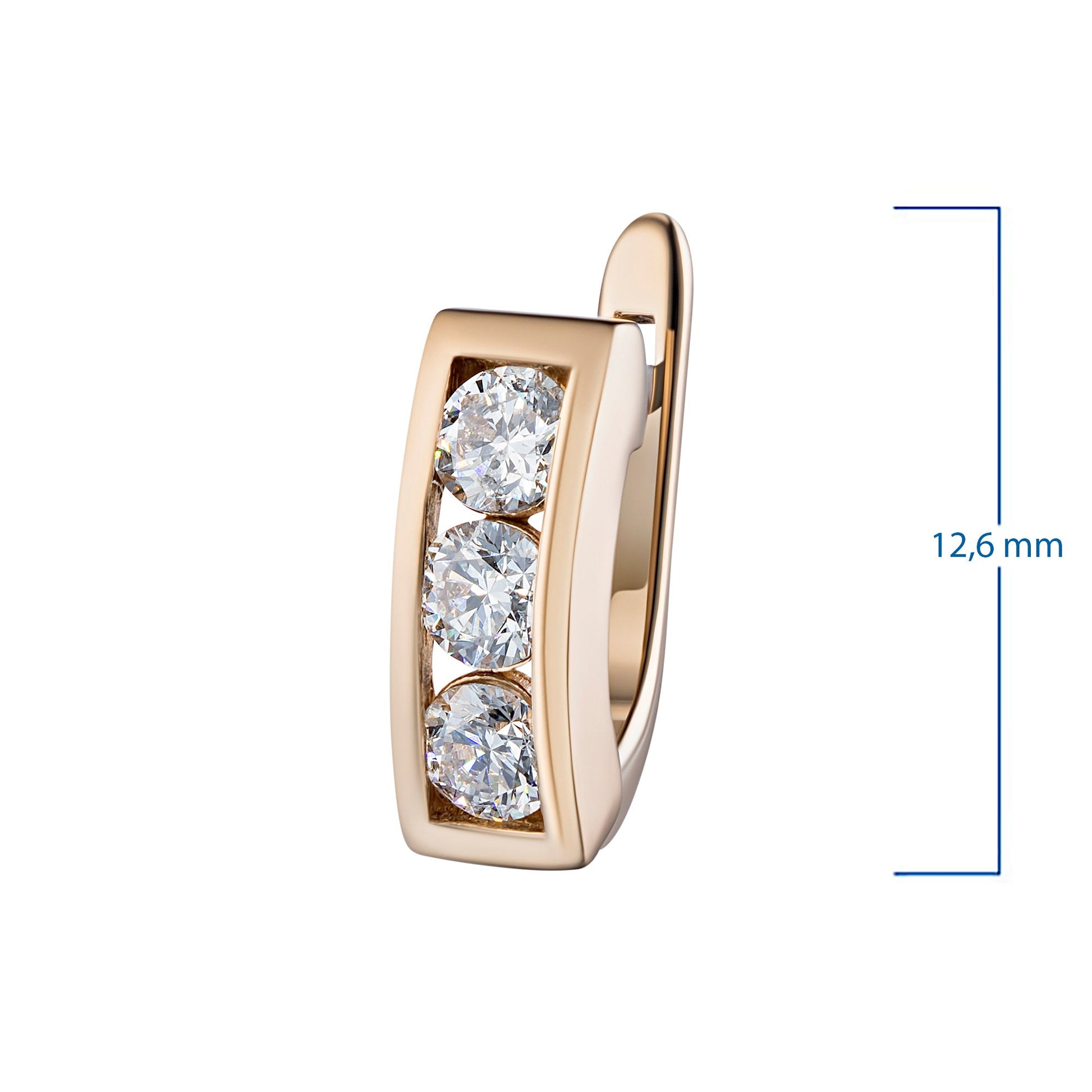 14K Rose Gold Earrings with 6 Round-Cut Lab-Created Diamonds 0.917 - Which Mark