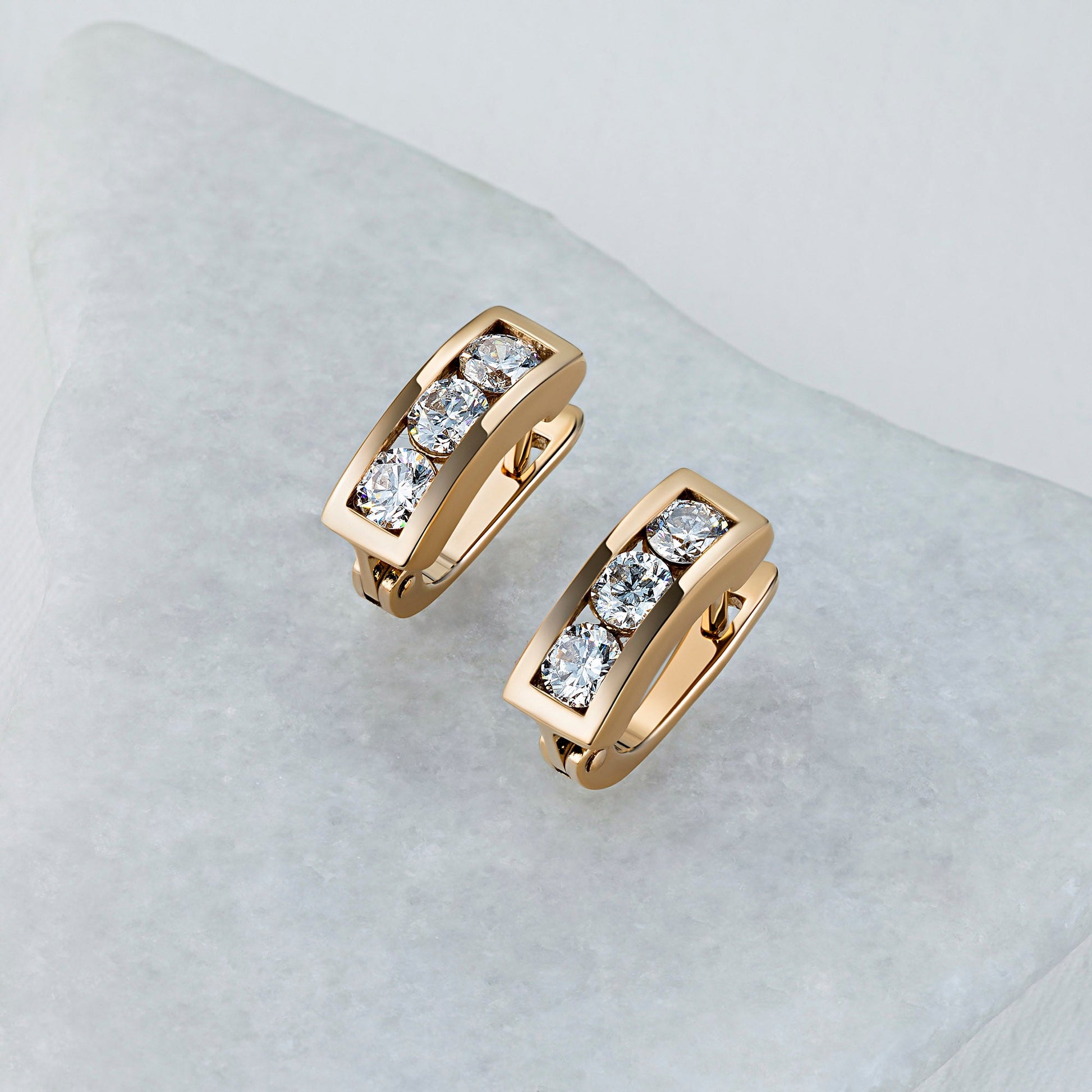 14K Rose Gold Earrings with 6 Round-Cut Lab-Created Diamonds 0.917 - Which Mark