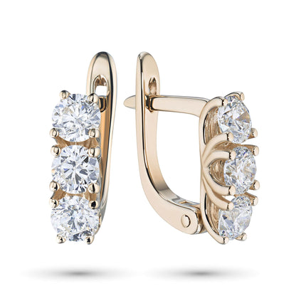 14K Yellow Gold Earrings with 6 Round-Cut Lab-Created Diamonds 1.345 - Which Mark