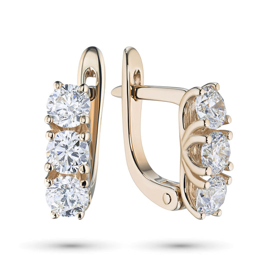 14K Yellow Gold Earrings with 6 Round-Cut Lab-Created Diamonds 1.345 - Which Mark