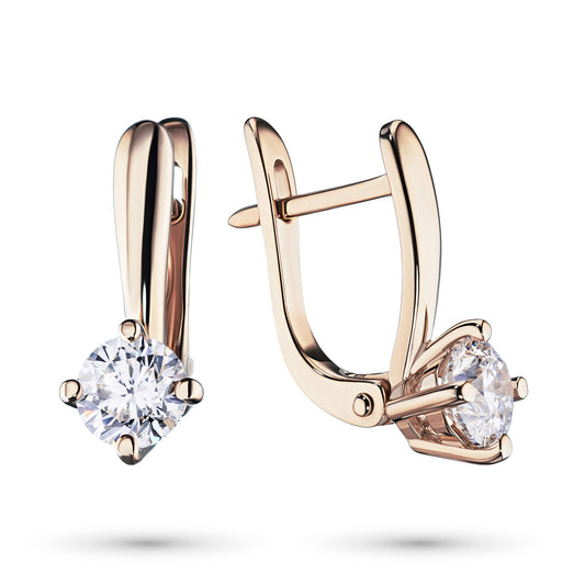 14K Rose Gold Earrings with 2 Round-Cut Lab-Created Diamonds 1.02 - Which Mark