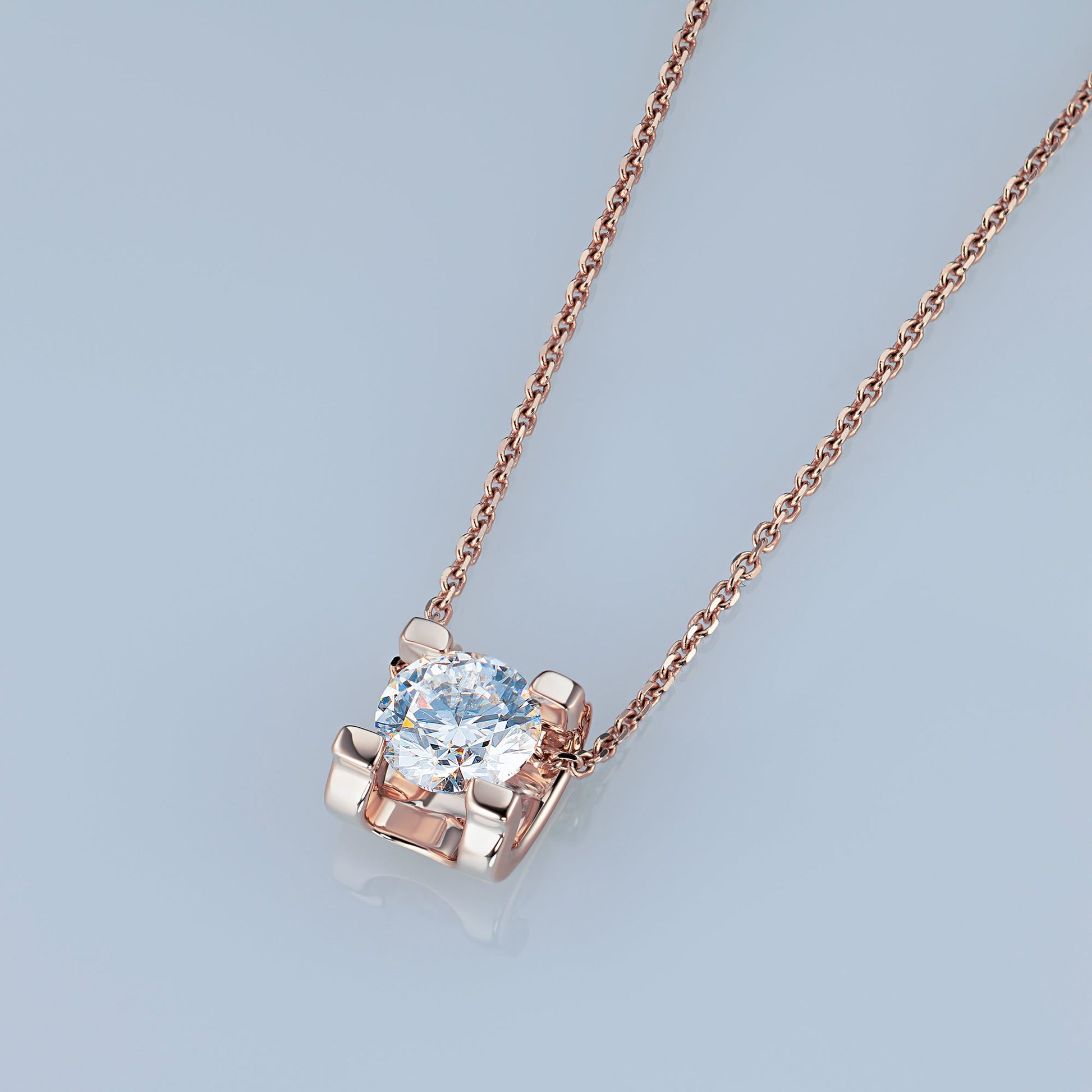 14K Rose Gold Pendant with 1 Round-Cut Lab-Created Diamond 0.792 CT.TW - Which Mark