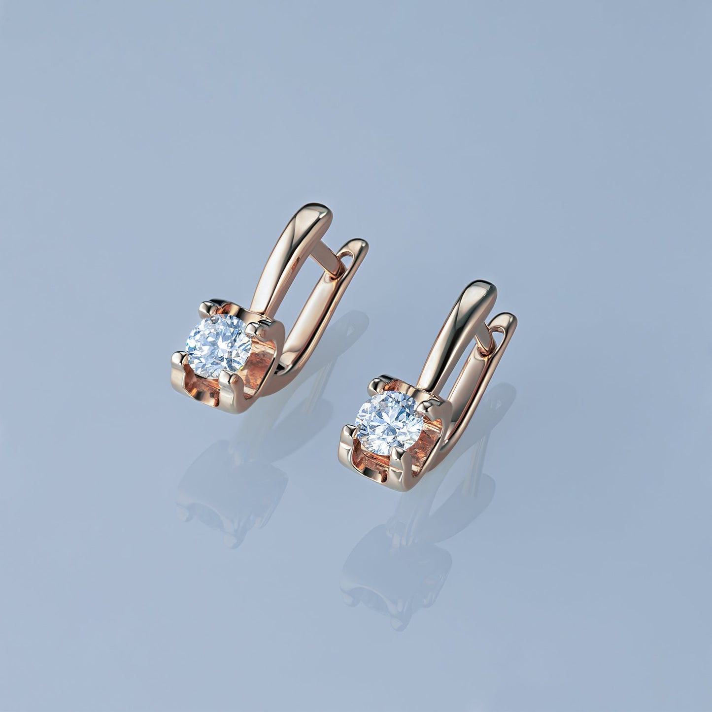 14K Rose Gold Earrings with 2 Round-Cut Lab-Created Diamonds 1.16 - Which Mark