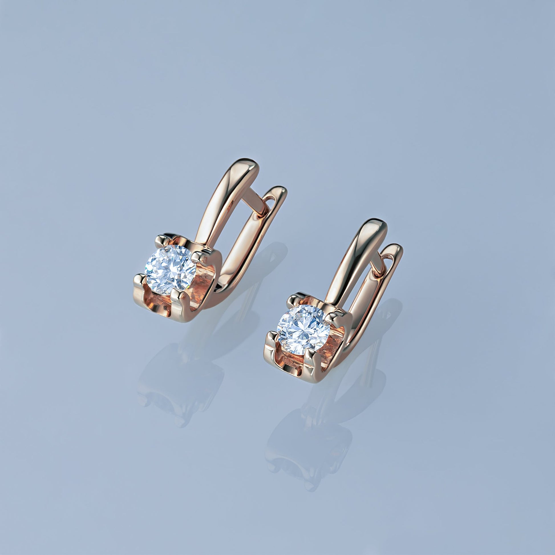 14K Rose Gold Earrings with 2 Round-Cut Lab-Created Diamonds 1.16 - Which Mark
