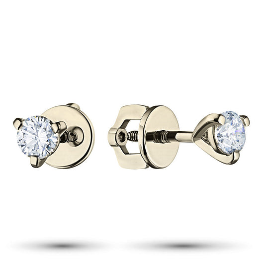 14K Yellow Gold Earring Studs with 2 Round-Cut Lab-Created Diamonds - Which Mark