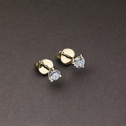 14K Yellow Gold Earring Studs with 2 Round-Cut Lab-Created Diamonds - Which Mark