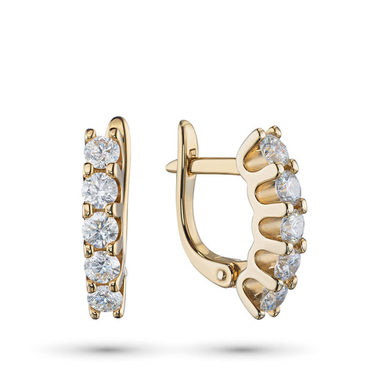 14K Yellow Gold Earrings with 10 Round-Cut Lab-Created Diamonds 1.148 - Which Mark