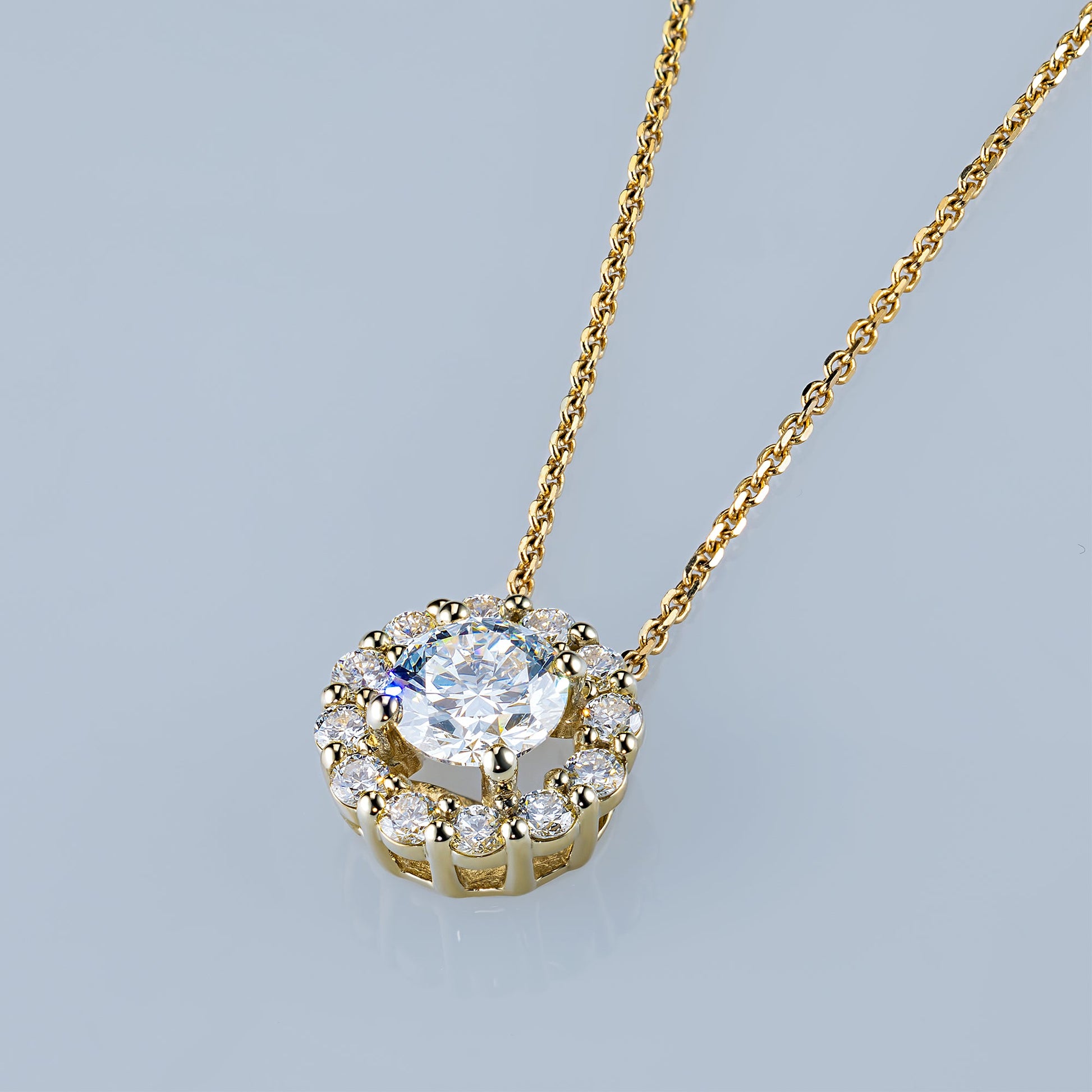 Yellow Gold Pendant with 13 Round-Cut Lab-Created Diamonds 1.124 CT.TW - Which Mark