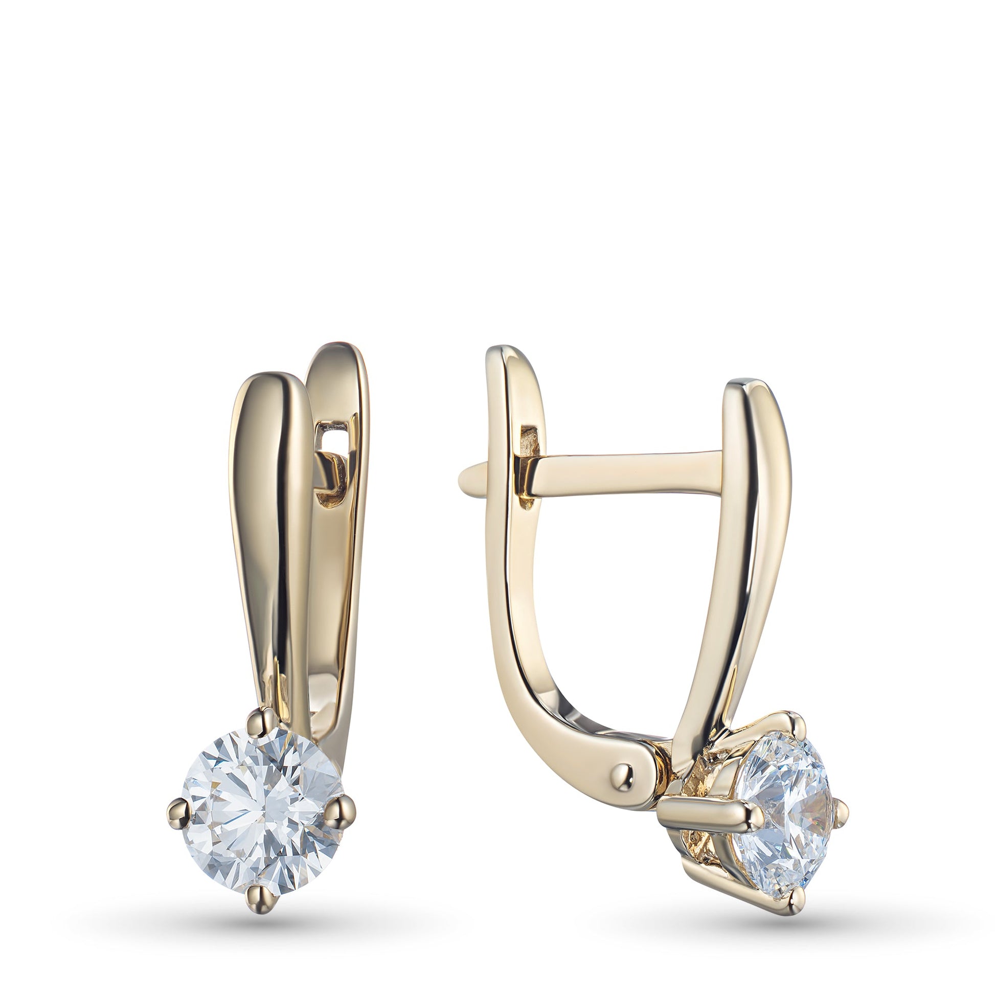 14K Yellow Gold Earrings with 2 Round-Cut Lab-Created Diamonds 0.69 - Which Mark