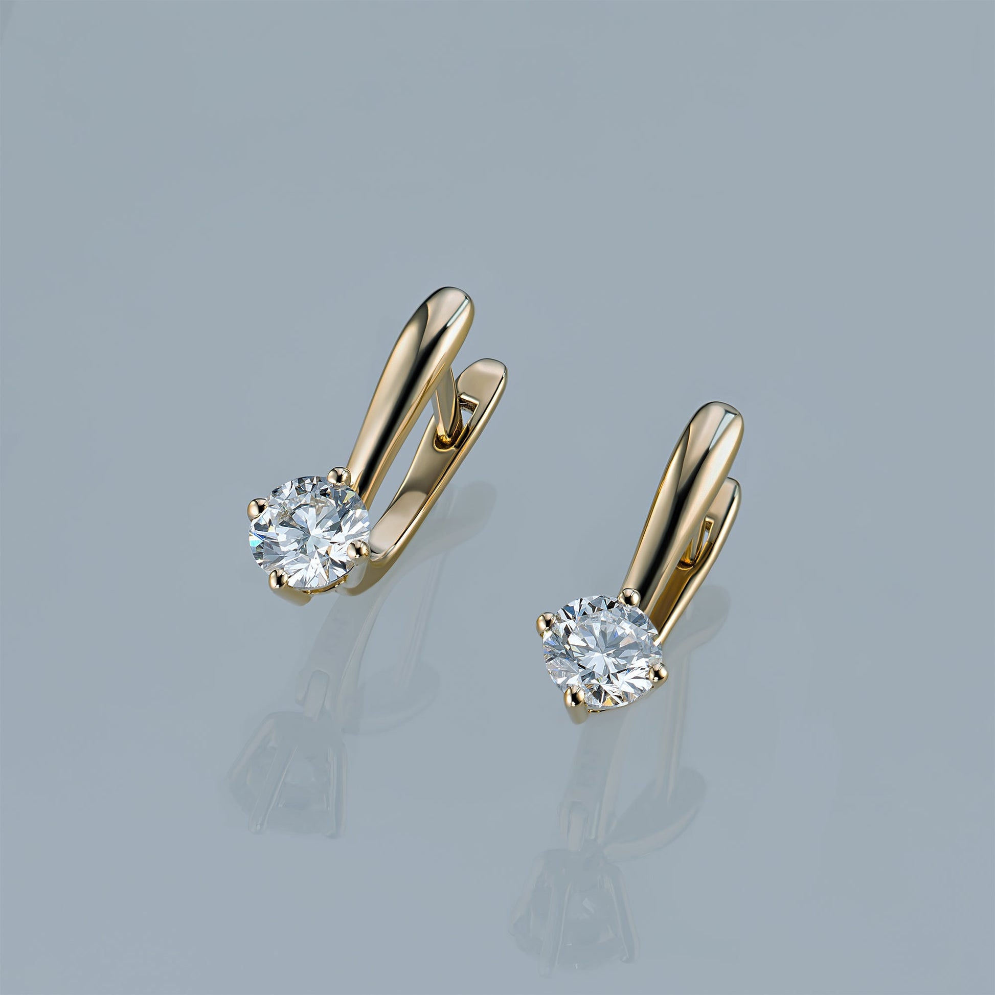 14K Yellow Gold Earrings with 2 Round-Cut Lab-Created Diamonds 0.69 - Which Mark