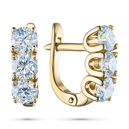 14K Yellow Gold Earrings with 6 Round-Cut Lab-Created Diamonds 2.275 - Which Mark