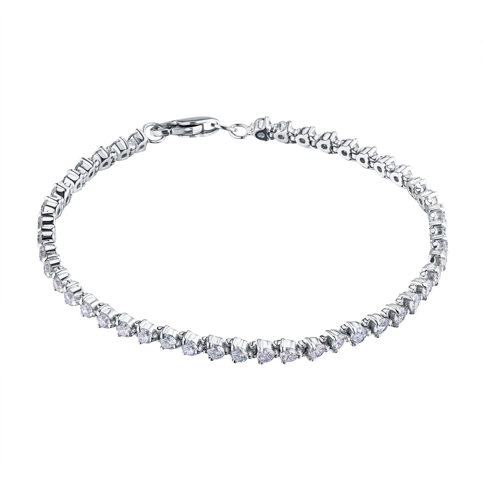 14K White Gold Bracelet with 46 Round-Cut Lab-Created Diamonds 3.241 - Which Mark