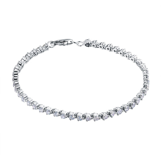 14K White Gold Bracelet with 46 Round-Cut Lab-Created Diamonds 3.241 - Which Mark
