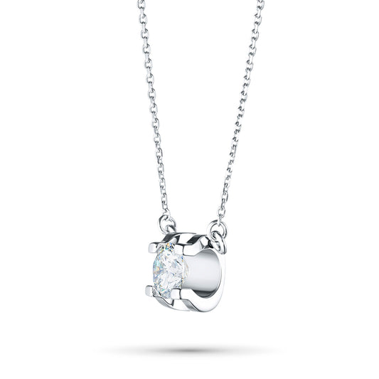 14K White Gold Necklace with 1 Round-Cut Lab-Created Diamond 0.33 - Which Mark