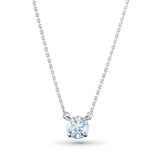 14K White Gold Necklace with 1 Round-Cut Lab-Created Diamond 0.4 CT.TW - Which Mark