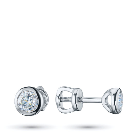 14K White Gold Earring Studs with 2 Round-Cut Lab-Created Diamonds - Which Mark