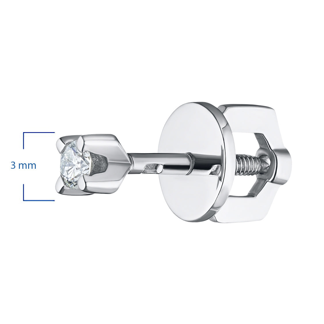 14K White Gold Earring Studs with 2 Princess-Cut Lab-Created Diamonds - Which Mark