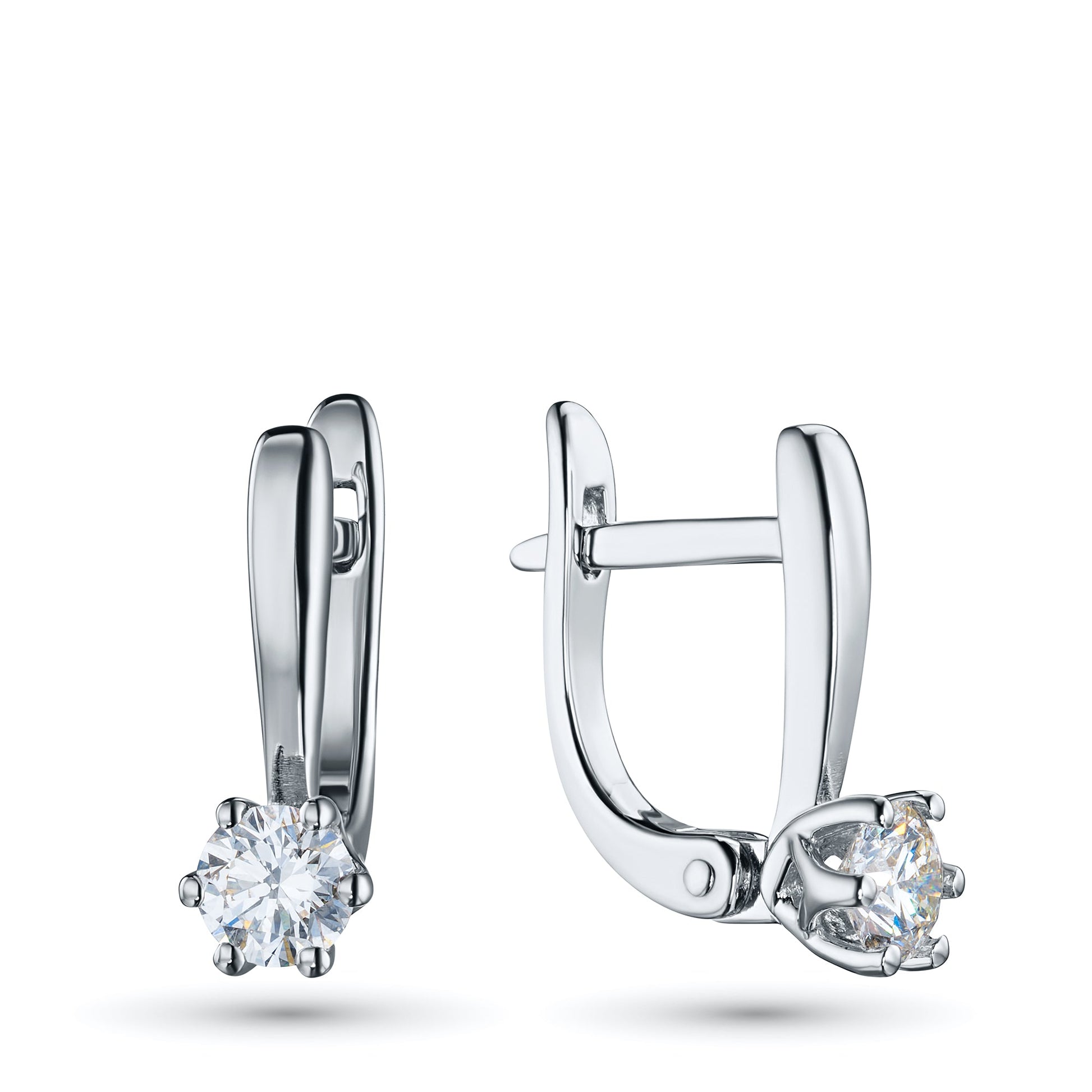 14K White Gold Earrings with 2 Round-Cut Lab-Created Diamonds 0.76 - Which Mark