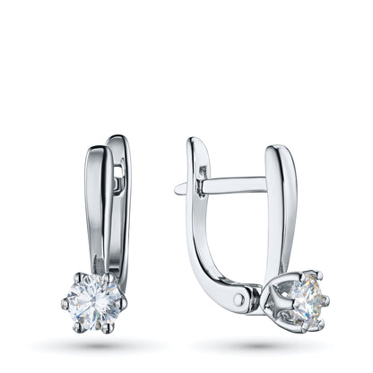 14K White Gold Earrings with 2 Round-Cut Lab-Created Diamonds 0.76 - Which Mark