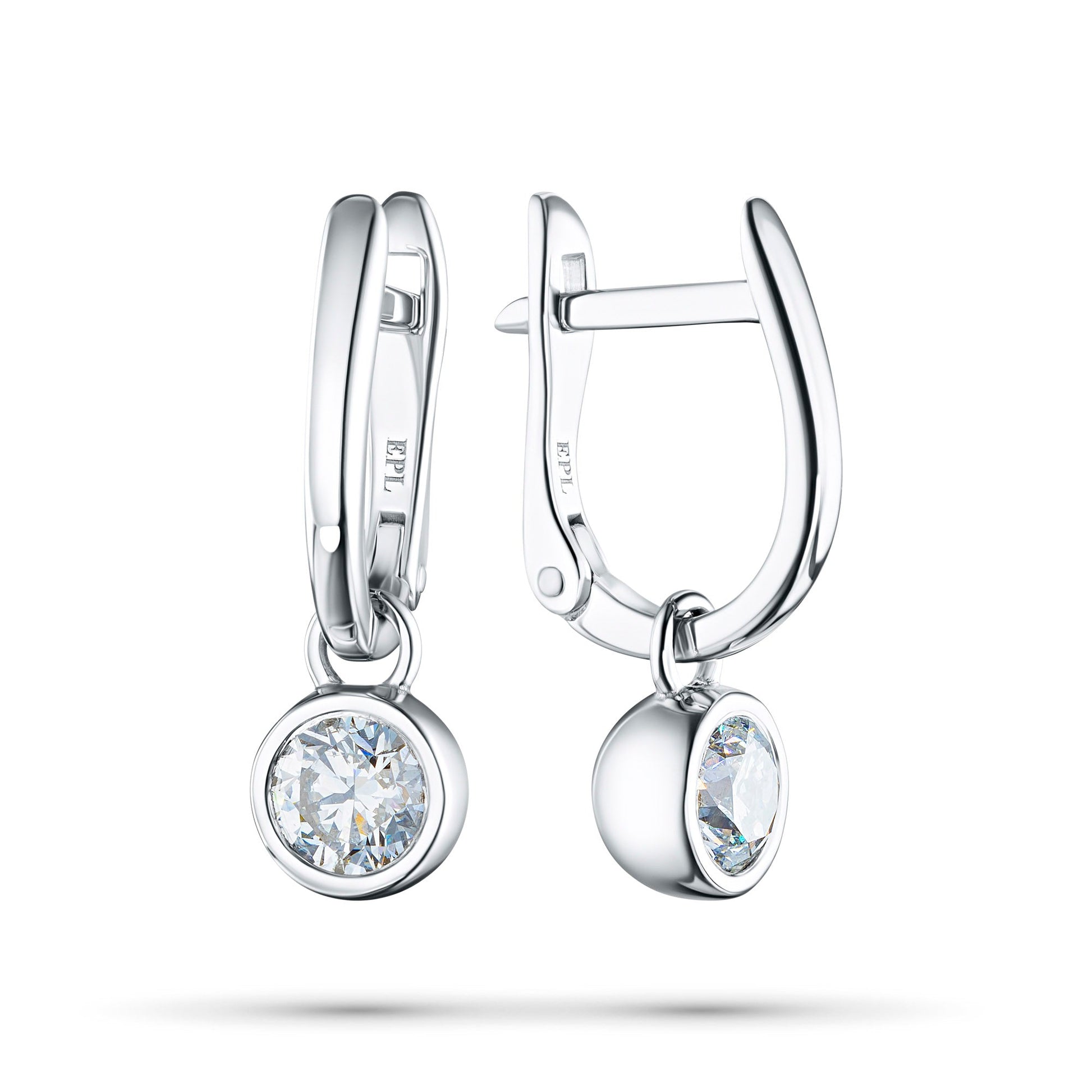 14K White Gold Earrings with 2 Round-Cut Lab-Created Diamonds 0.91 - Which Mark