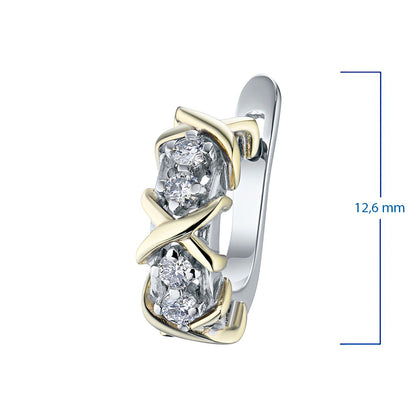 14K White and Yellow Gold Earrings with 8 Round-Cut Lab-Created - Which Mark