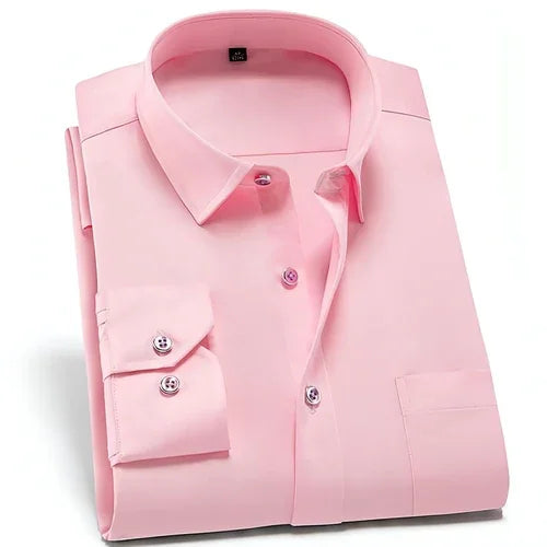 Solid Color DressShirt Men's Non-ironing Stretch Breathable Business - Which Mark