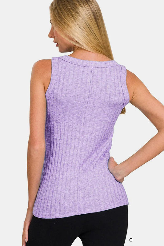 Zenana Ribbed Round Neck Tank - Which Mark