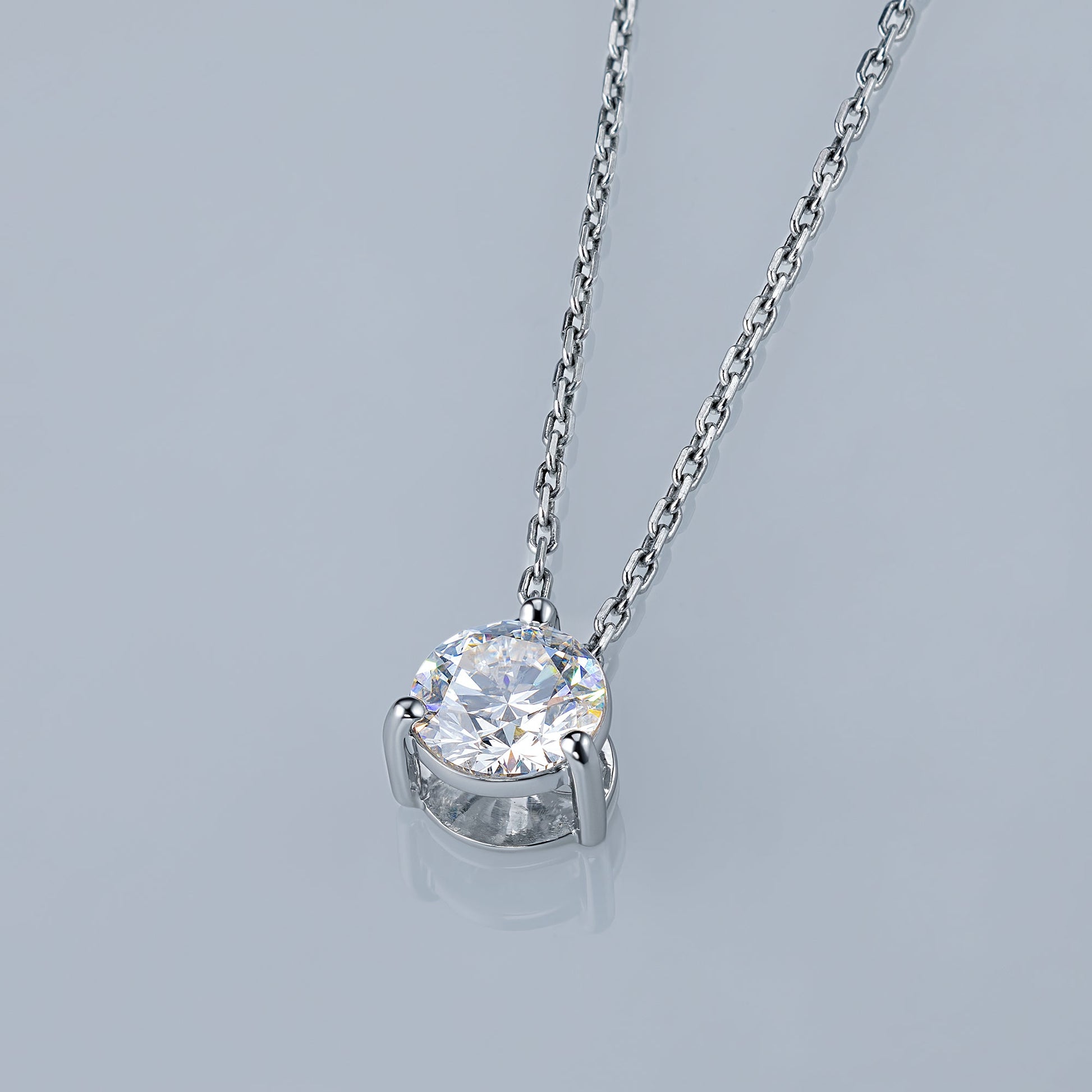 14K White Gold Pendant with 1 Round-Cut Lab-Created Diamond 1.005 - Which Mark