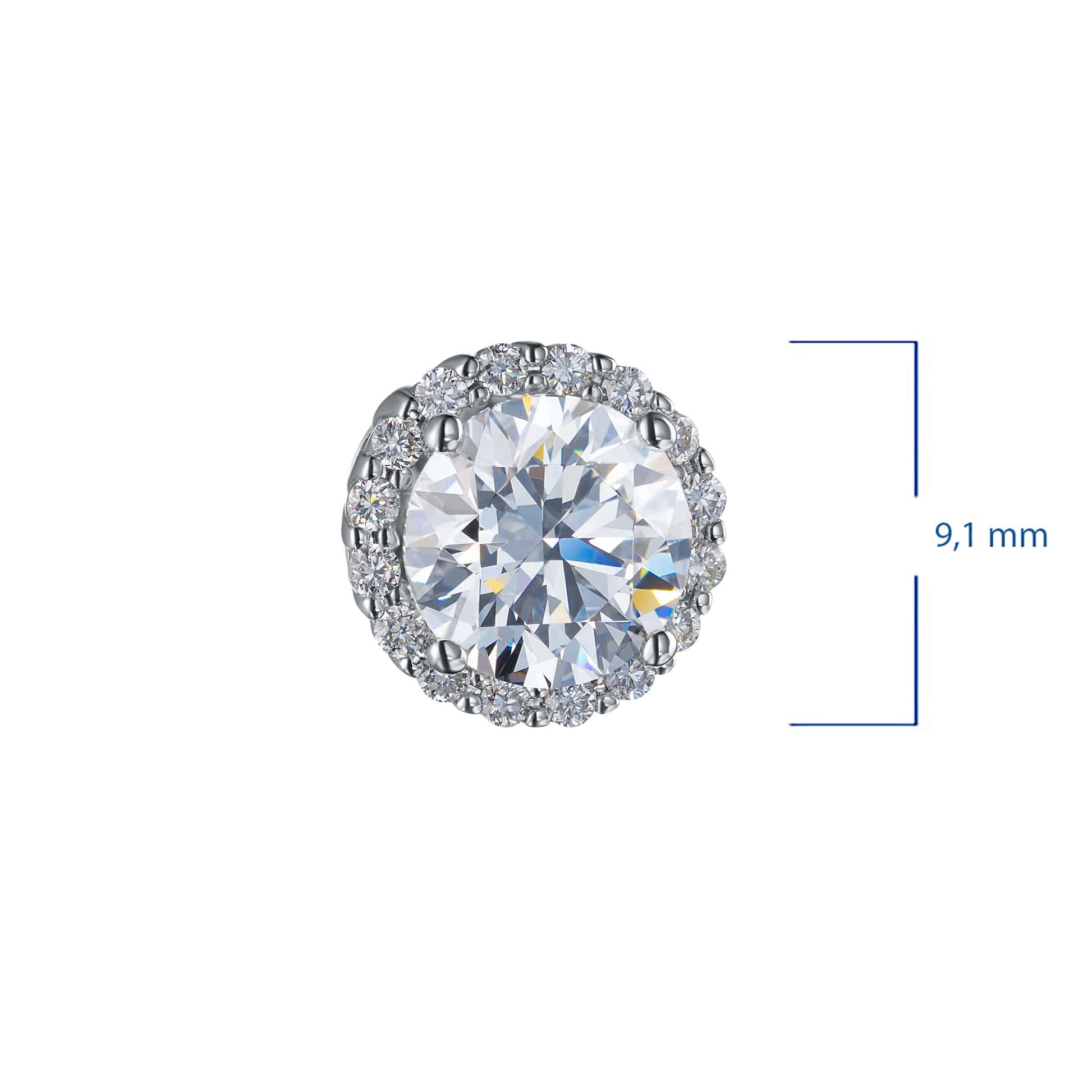 14K White Gold Earring Studs with 34 Round-Cut Lab-Created Diamonds - Which Mark