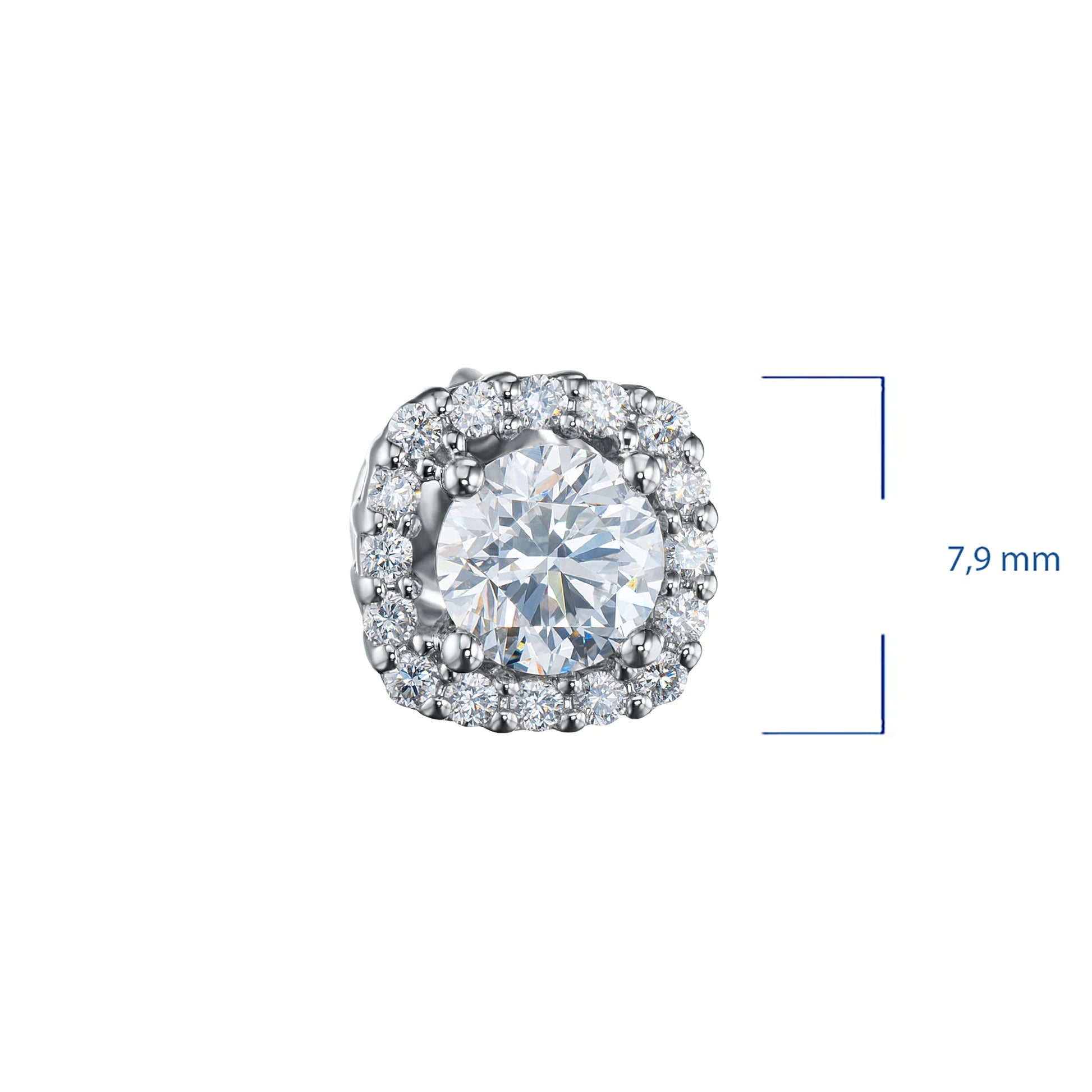 14K White Gold Earring Studs with 34 Round-Cut Lab-Created Diamonds - Which Mark