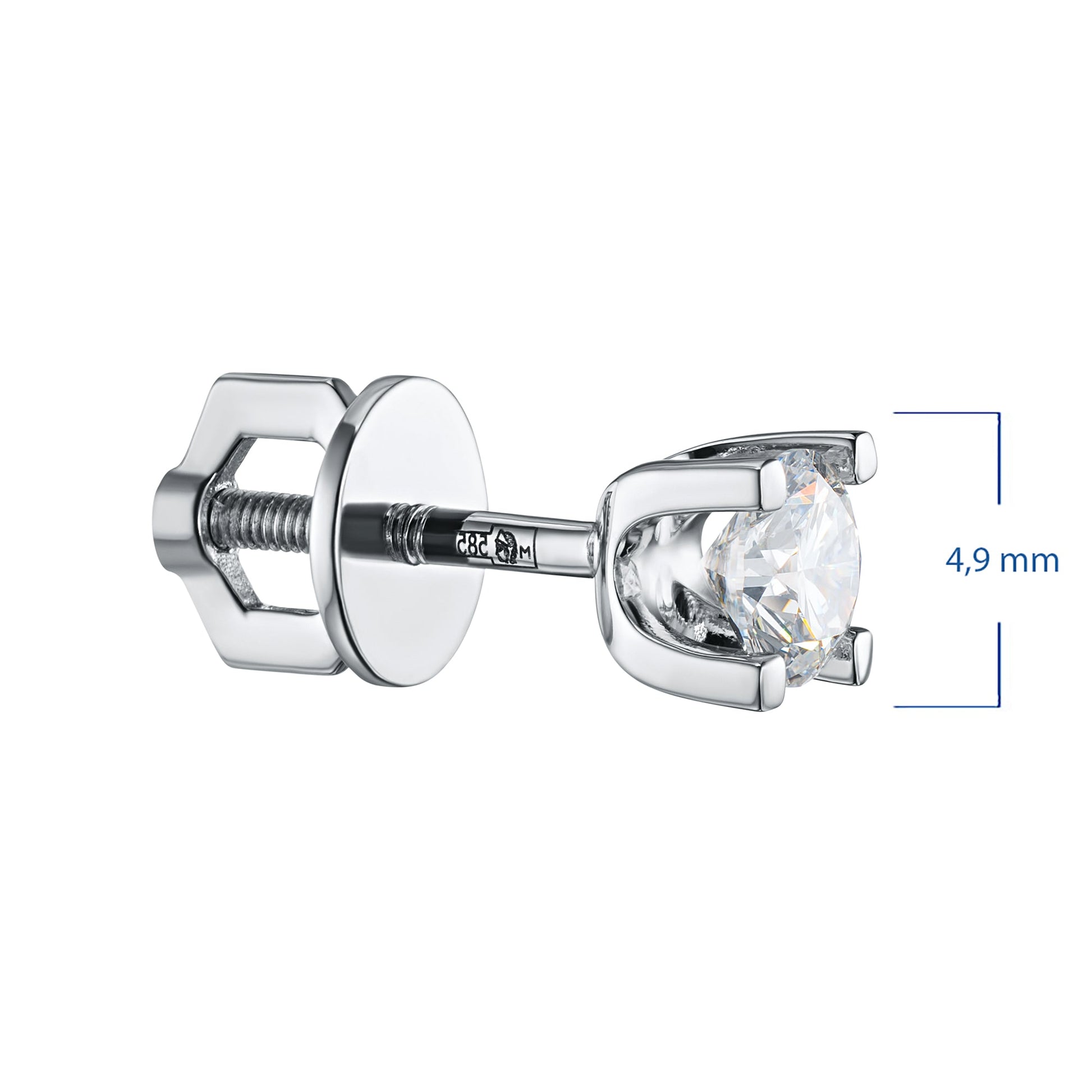 14K White Gold Earring Studs with 2 Round-Cut Lab-Created Diamonds - Which Mark