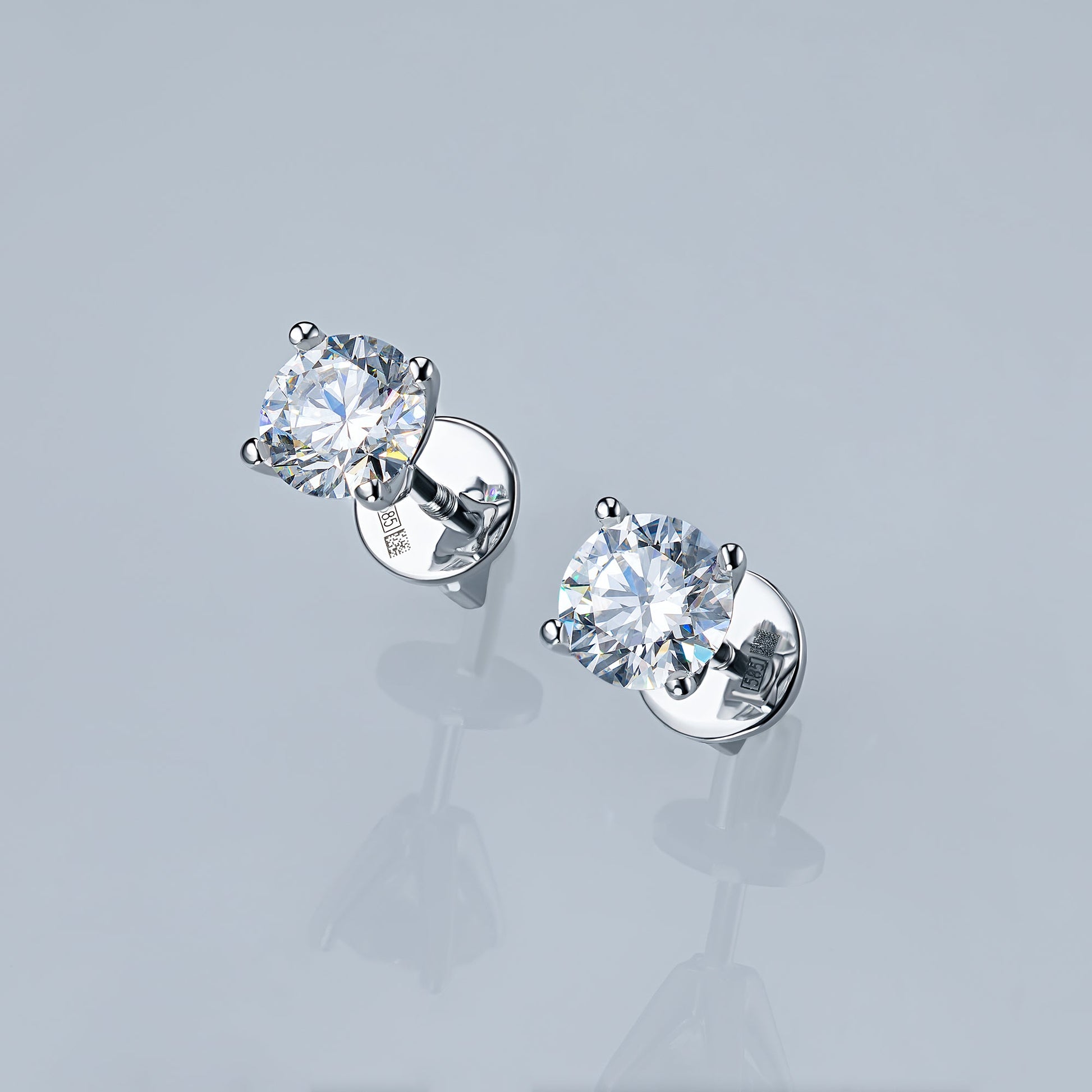 14K White Gold Earring Studs with 2 Round-Cut Lab-Created Diamonds - Which Mark
