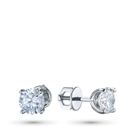 White Gold Earring Studs with 2 Round-Cut Lab-Created Diamonds 2.002 - Which Mark