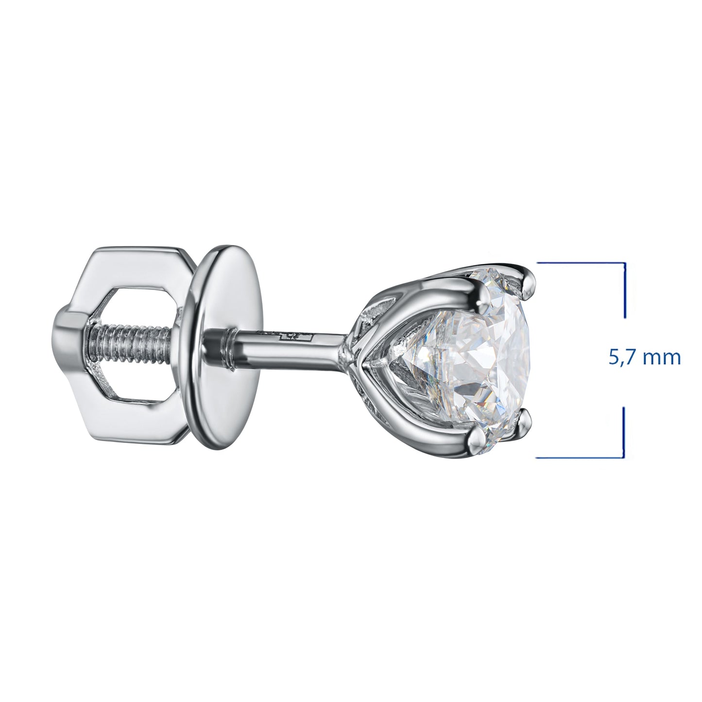 14K White Gold Earring Studs with 2 Round-Cut Lab-Created Diamonds - Which Mark