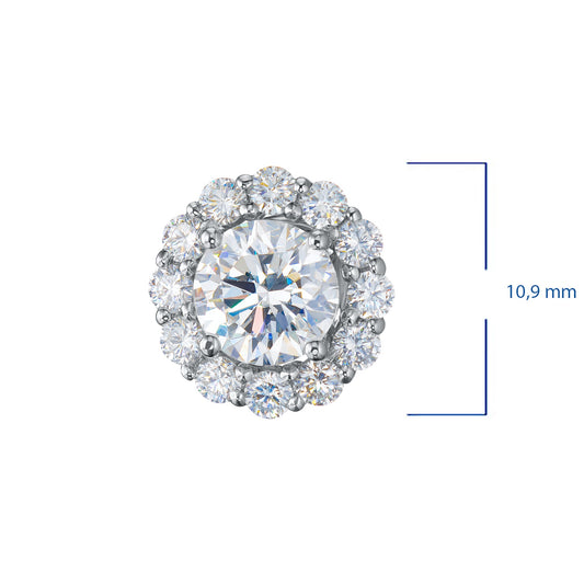 14K White Gold Earring Studs with 26 Round-Cut Lab-Created Diamonds - Which Mark