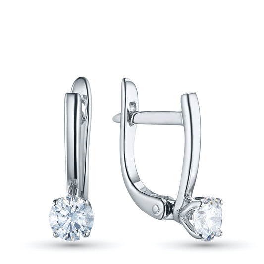 14K White Gold Earrings with 2 Round-Cut Lab-Created Diamonds 0.7 - Which Mark