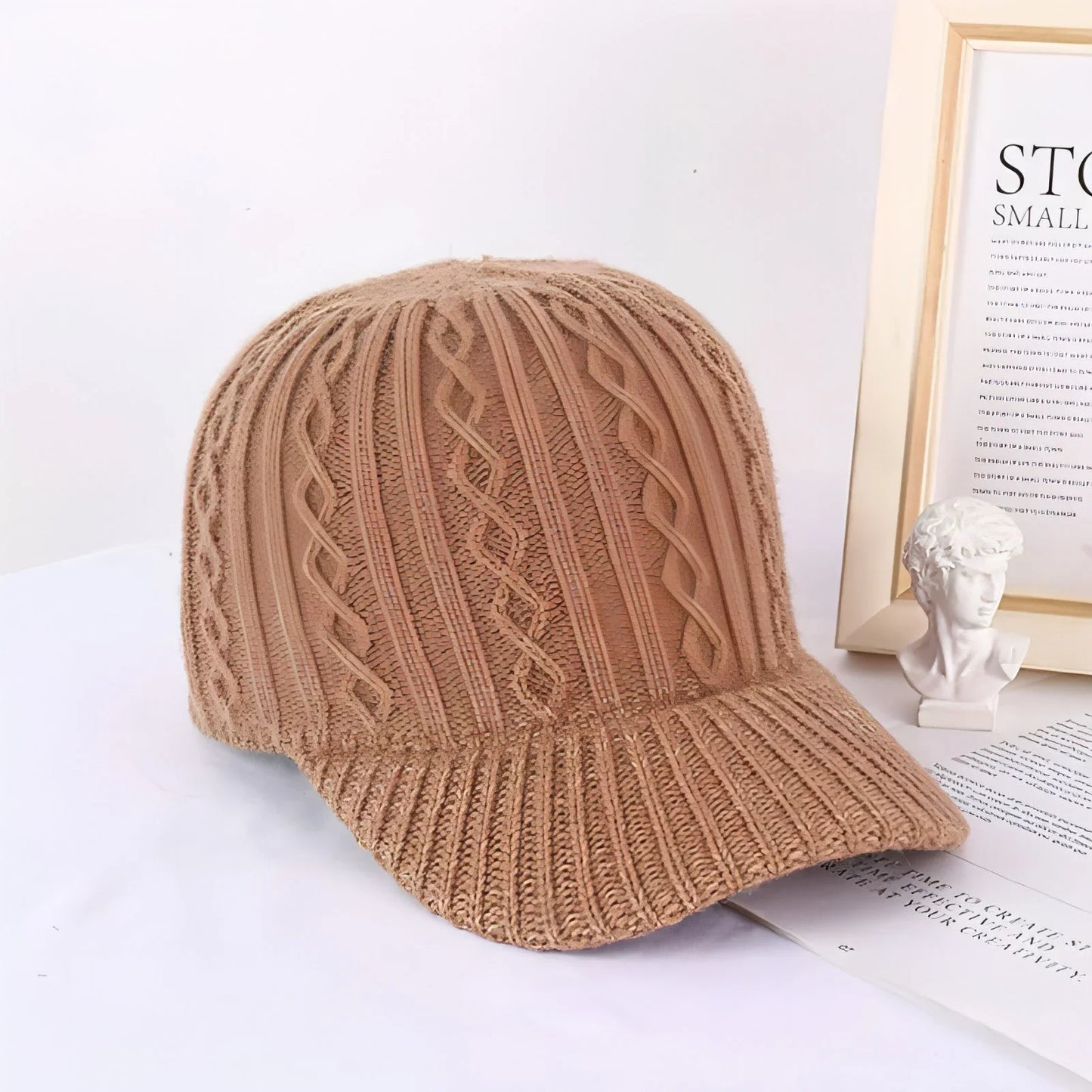 Knitting Wool Baseball Cap Korean Warm Solid Color Light Plate Peaked - Which Mark